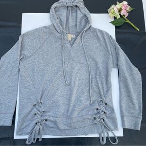 Michael Kors gray hoodie sweatshirt lace up sides womens L
